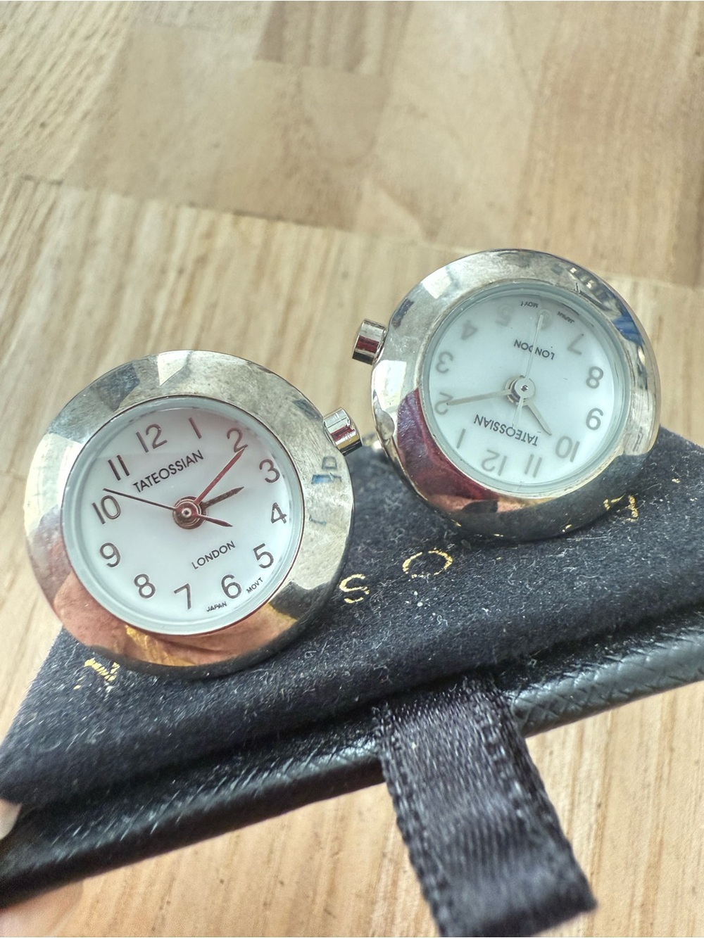 VINTAGE Tateossian silver tone watch cuff links NEW BATTERIES